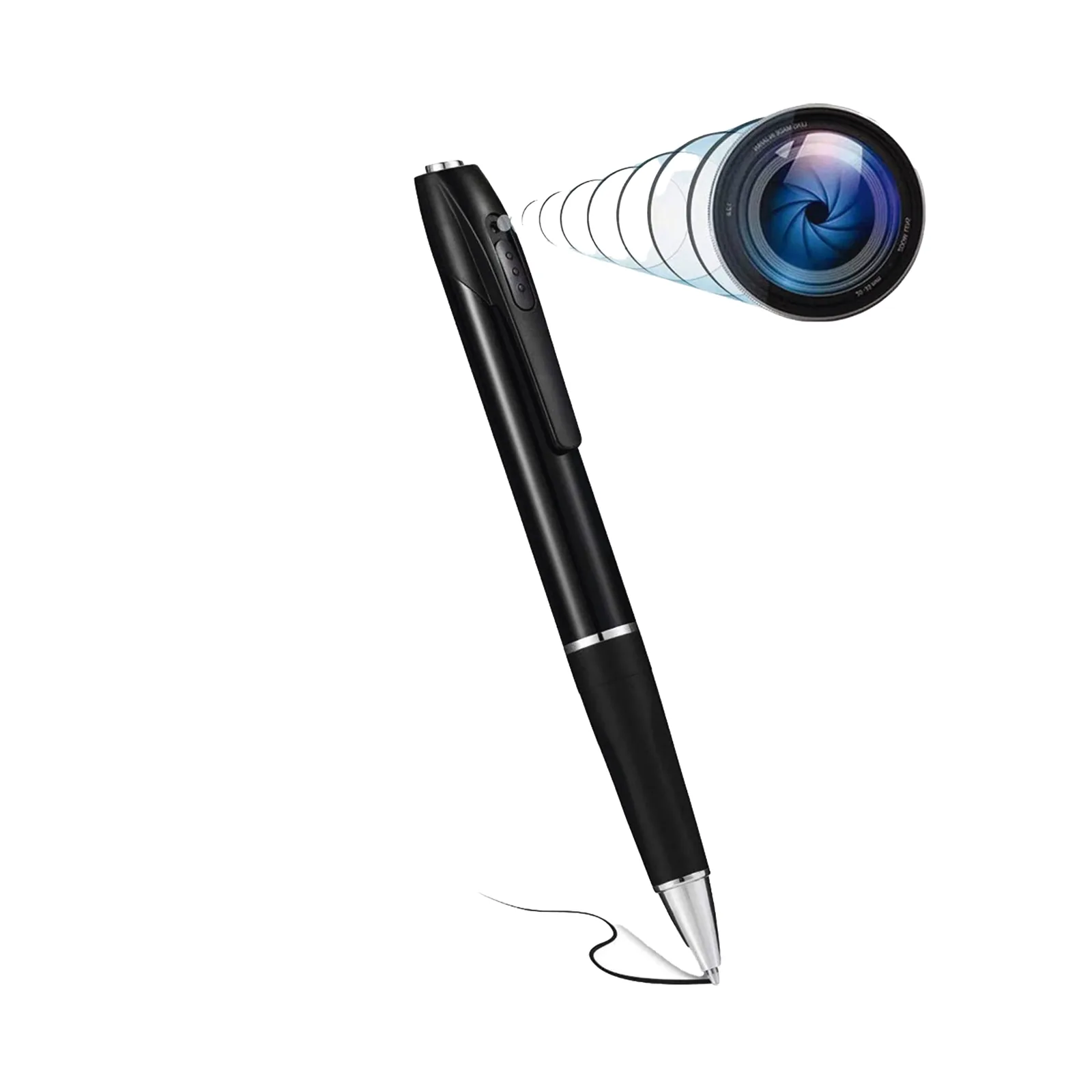 Cámara Oculta en Bolígrafo (Spyce Camera) / Full HD / Grabación de Video y Audio / Captura de Fotos / Soporta Memoria Micro-SD de hasta 64G / Tiempo de Carga Aprox. 1 hora / Tiempo de Trabajo 120 min. / Incluye Cable de Carga.