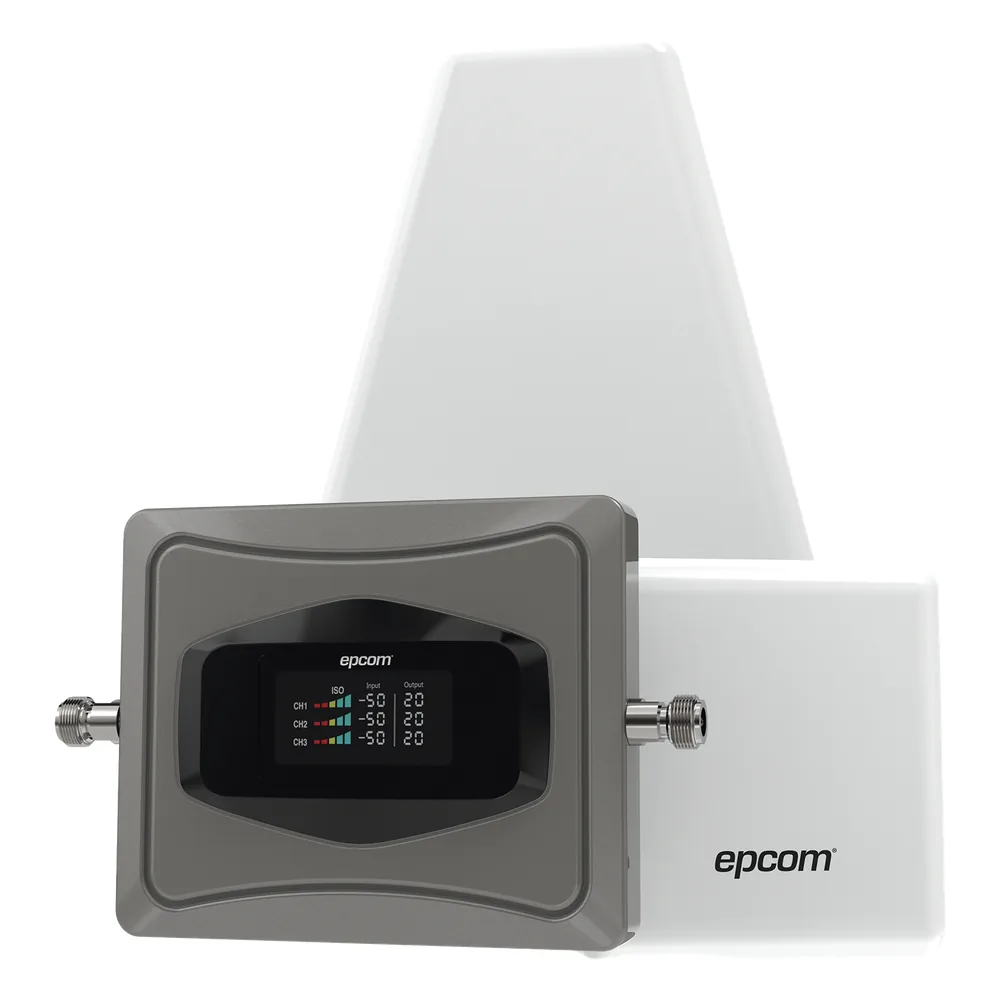 Kit Amplificador de Señal Celular 4G / Mejora las llamadas convencionales y VoLTE / Soporta los datos de las tecnologías 2G, 3G y 4G de TELCEL, AT&T y MOVISTAR / Cubre hasta 600 m2.