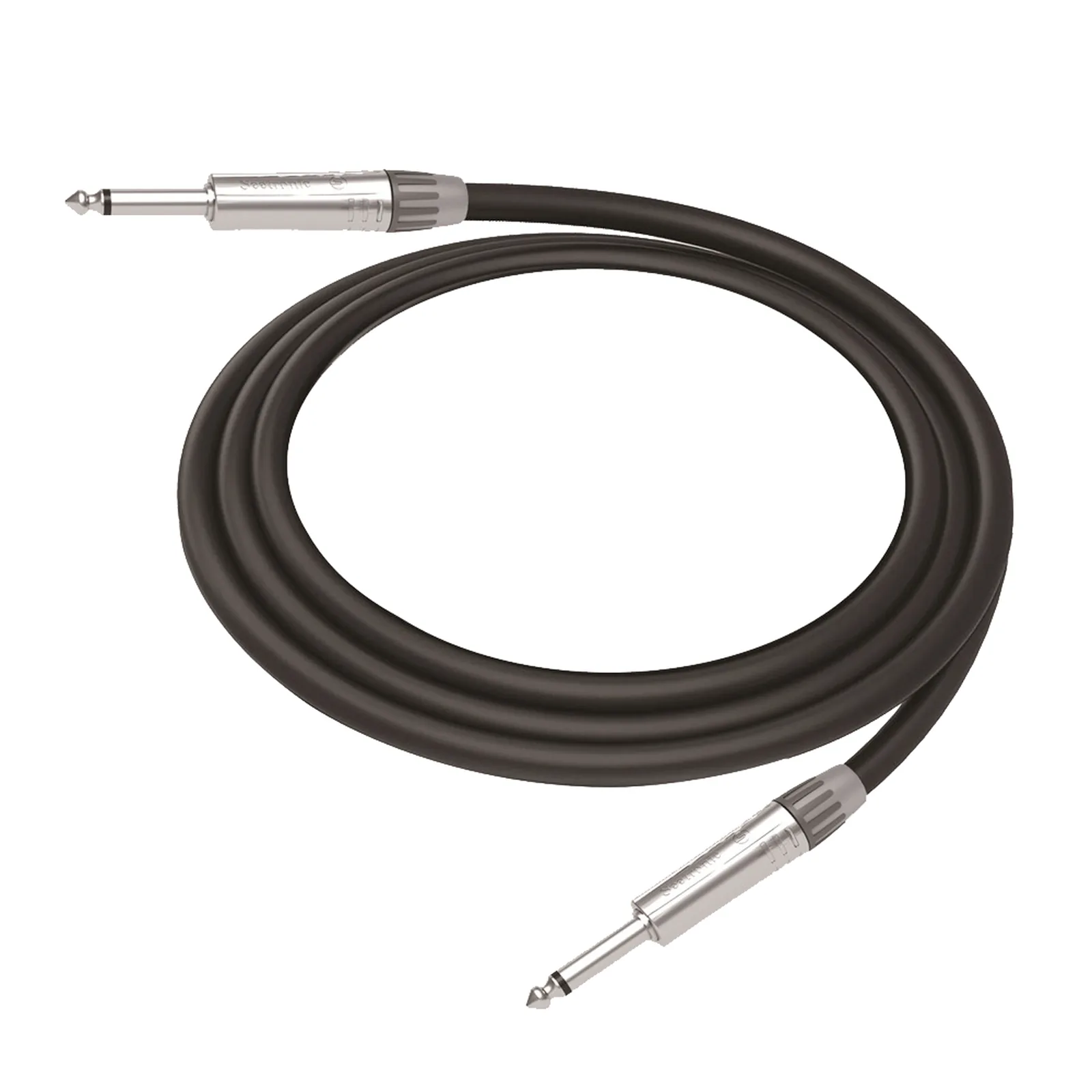 Cable de Audio | Plug 1/4 in a Plug 1/4 in Mono | Carcasa Cromada | Conectores Seetronic | Ideal para Instrumentos | Longitud 5m