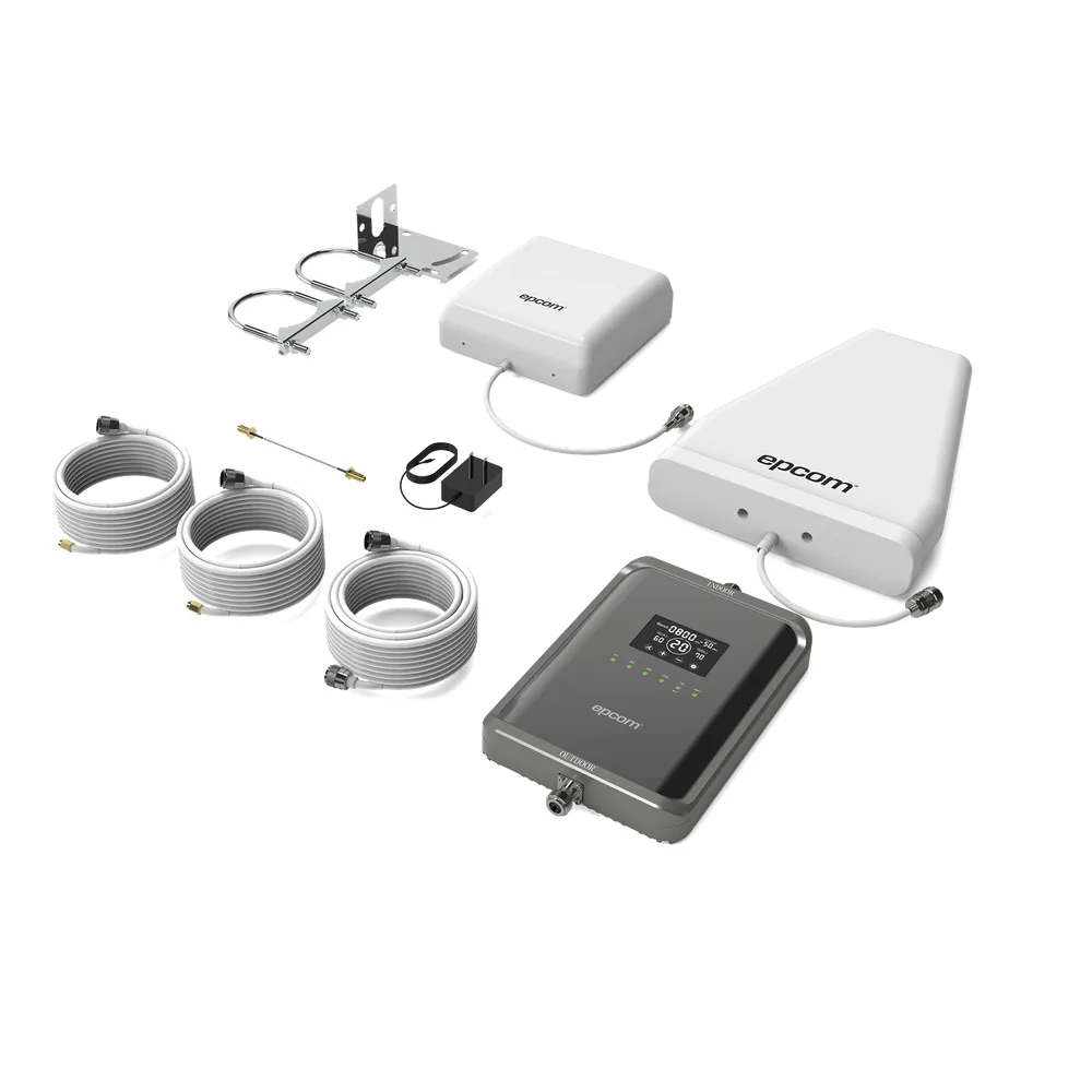 Kit Amplificador de Señal Celular 2G, 3G, 4G y 5G / Mejora llamadas convencionales y VoLTE / Amplifica señal de TELCEL, AT&T, MOVISTAR, BAIT,DiRi y más / Cubre hasta 300 m² con una antena y hasta 600 m² con 2 antenas.