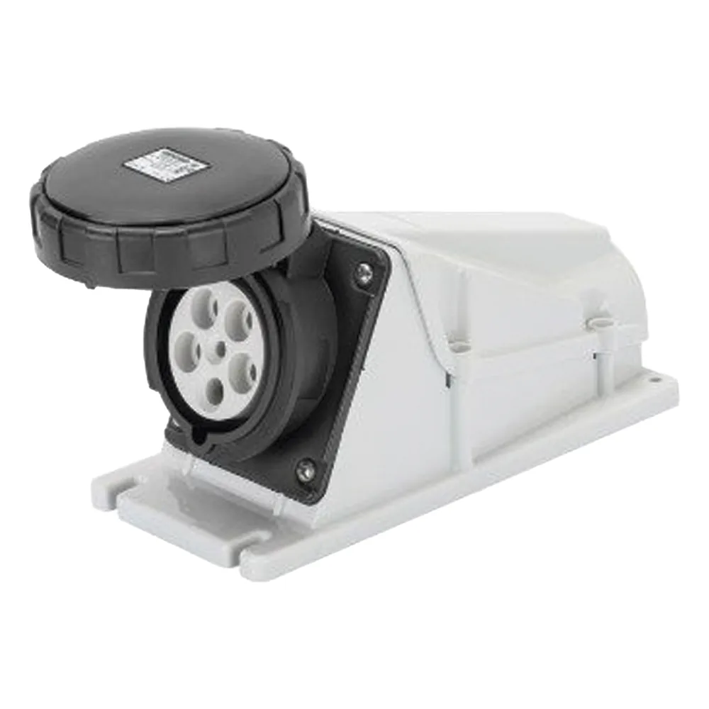 BASE DE SUPERFICIE ANGULADA 90° - IP67 - 3P+N+T 125A 480-500V 50/60HZ - NEGRO - 7H - CABLEADO A TORNILLO