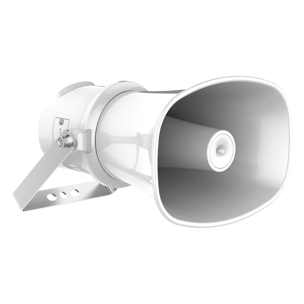 Altavoz IP Tipo Trompeta | 7 Watts | PoE+ | Integración con Hik-Central Professional | Reproducción de Audio vía Red | IP67 | Salida de 12 VCD | Metal | compatible con Hik-Connect