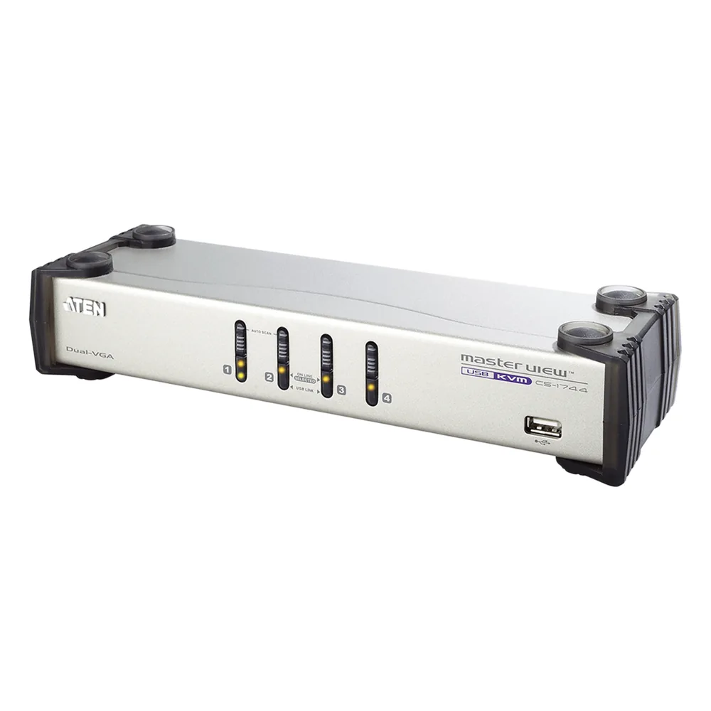 Conmutador KVMP | Doble pantalla | audio | 4 puertos USB VGA |