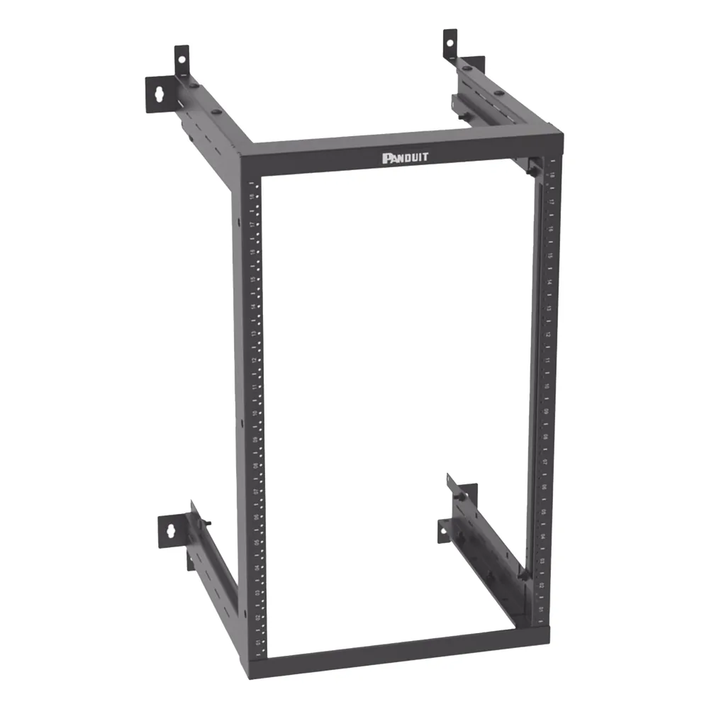 Rack PanZone® de Montaje en Pared, de 19in, Profundidad Ajustable, Rieles Numerados y Roscados #12-24, 18 UR, Color Negro