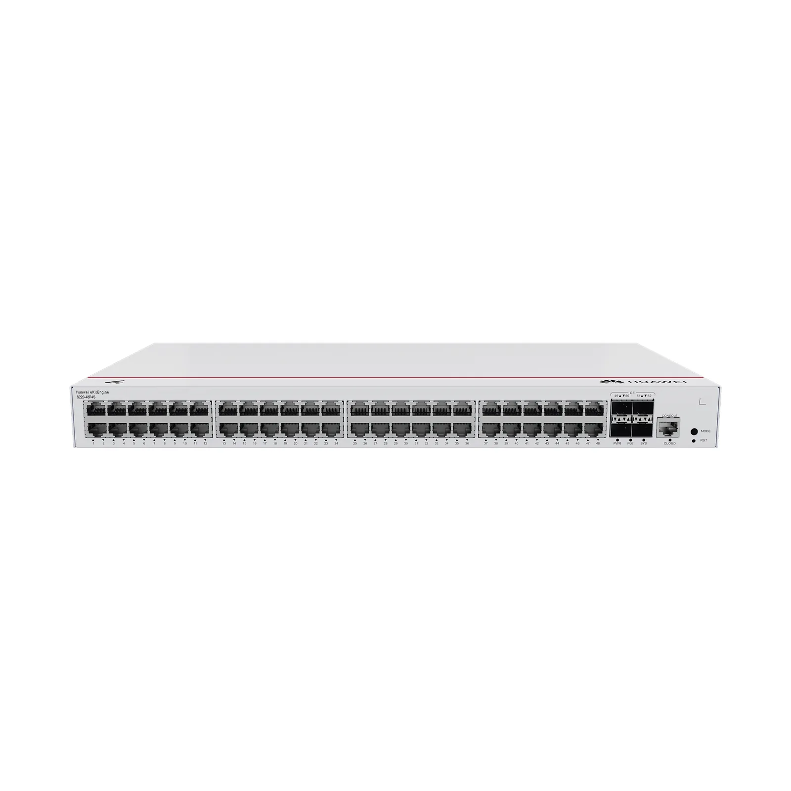 Switch de Acceso Gigabit Administrable PoE Capa 2 / 48 puertos 10/100/1000 Mbps (PoE) / 4 Puertos 1GE SFP Uplink / ERPS / IMGP Snooping / DHCP Snooping / PoE Perpetuo / 380W / Administración Nube Gratis