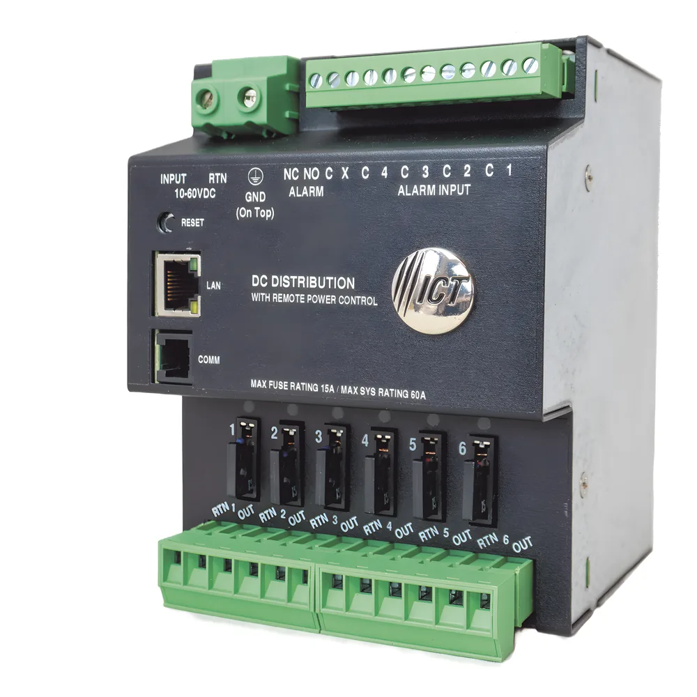 Fuente de distribución de 6 salidas, control y monitoreo Ethernet, Vo: 10-60V Dc, para montaje en riel din