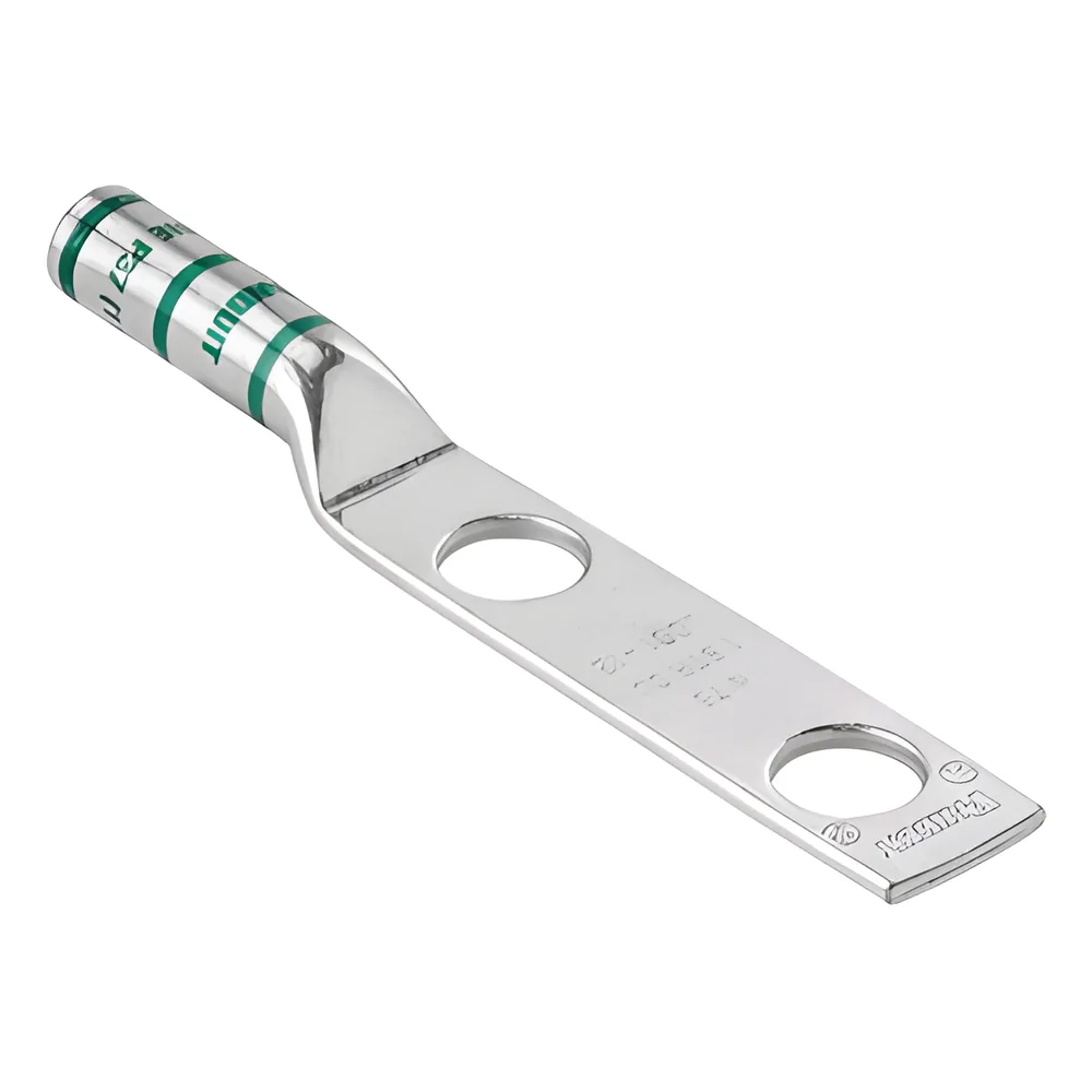 Zapata de compresión LCC6-12W-L para cal. 6 Awg, Doble barreno para tornillo prisionero de 1/2, Espaciado de orificio 44.5mm, 1 Pz