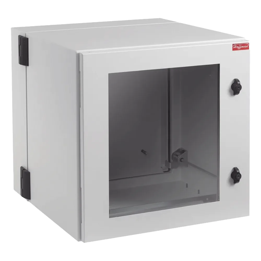Gabinete Industrial ProTek de 12 UR Puerta con Ventana, Protección NEMA Tipo 12; IP55; IK10, Abatible, Fabricado en Acero, Color Gris Claro