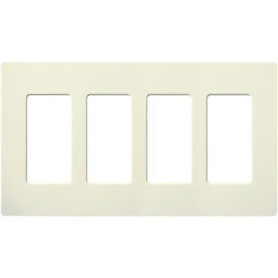 Placa de pared Satin Colors de 4 espacios sin tornillos visibles, color biscuit, para atenuadores, switches y controles Pico