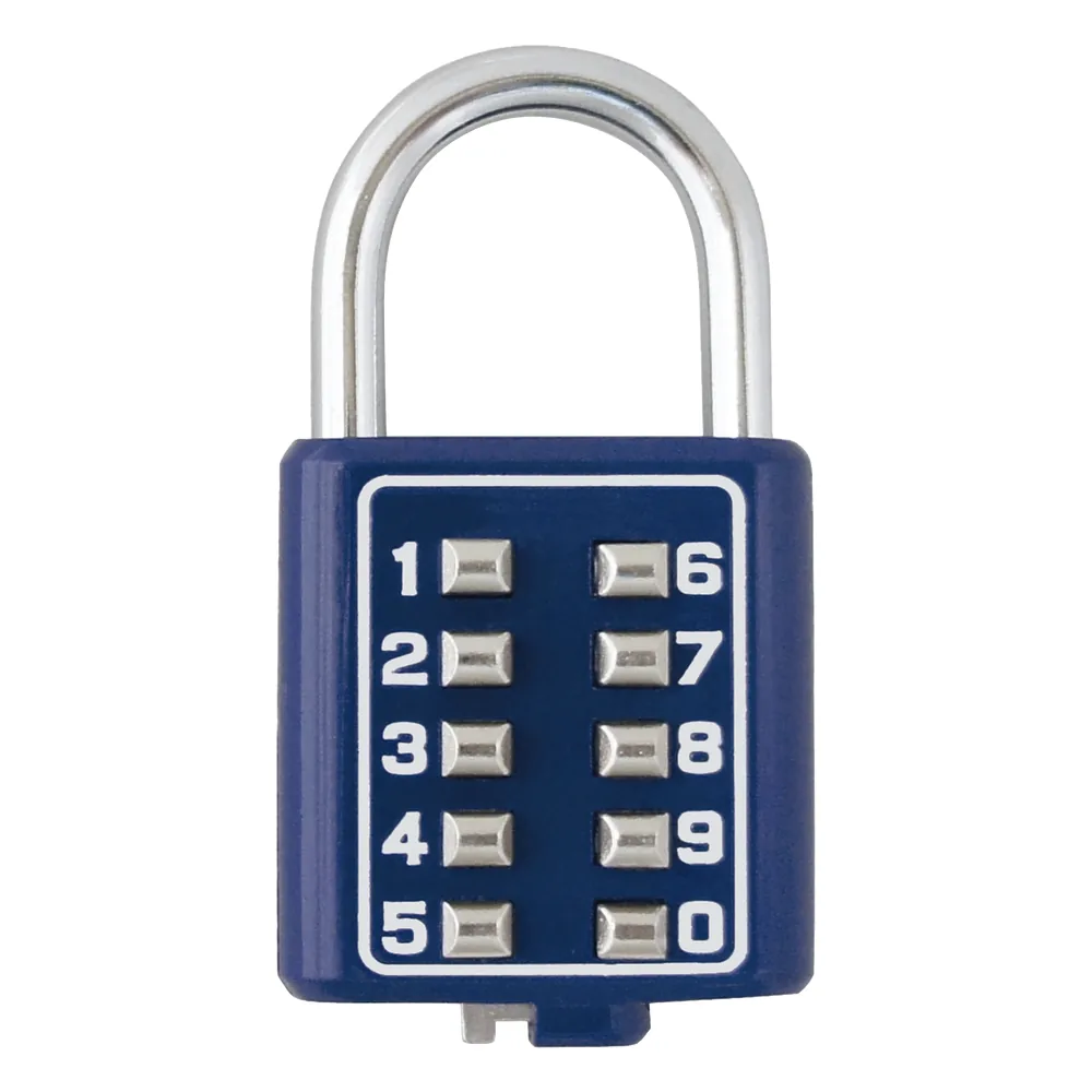 Candado Digital de Combinación M40 / No Requiere Llave / Combinación única integrada por 4 dígitos / Color Azul.
