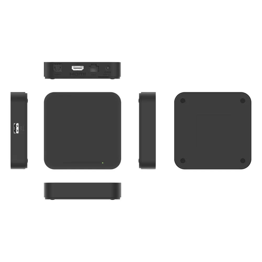 TV Box Android UHD, Compatible con Google TV , Conexión WiFi en 2.4 y 5 GHz, Puerto LAN RJ45, Puerto HDMI.