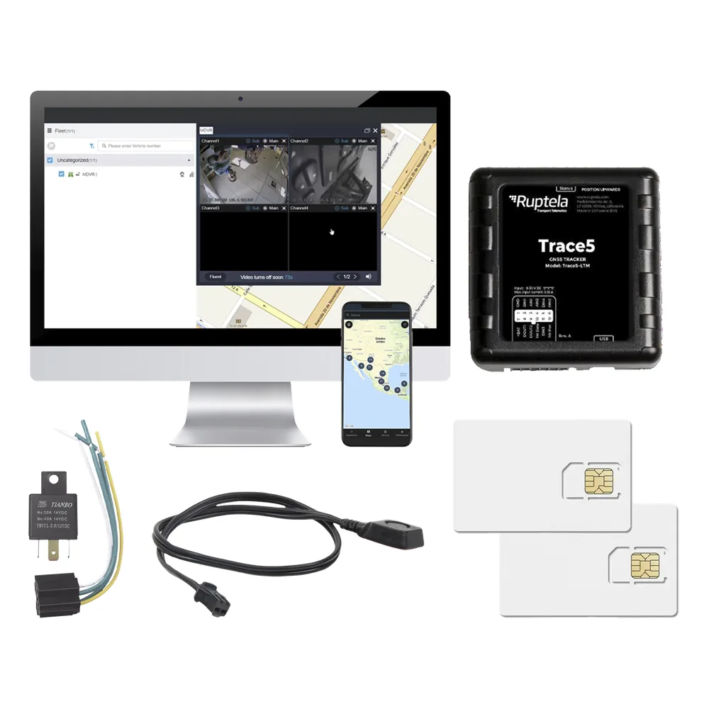 Kit de Localizador Vehicular 2G y 4G/ Rastreo / Conducción eficiente / Deteccion de Jammer / Registro de conductores / Relay + Botón de pánico + EPCOMGPSANUAL + SIM500MB2Y