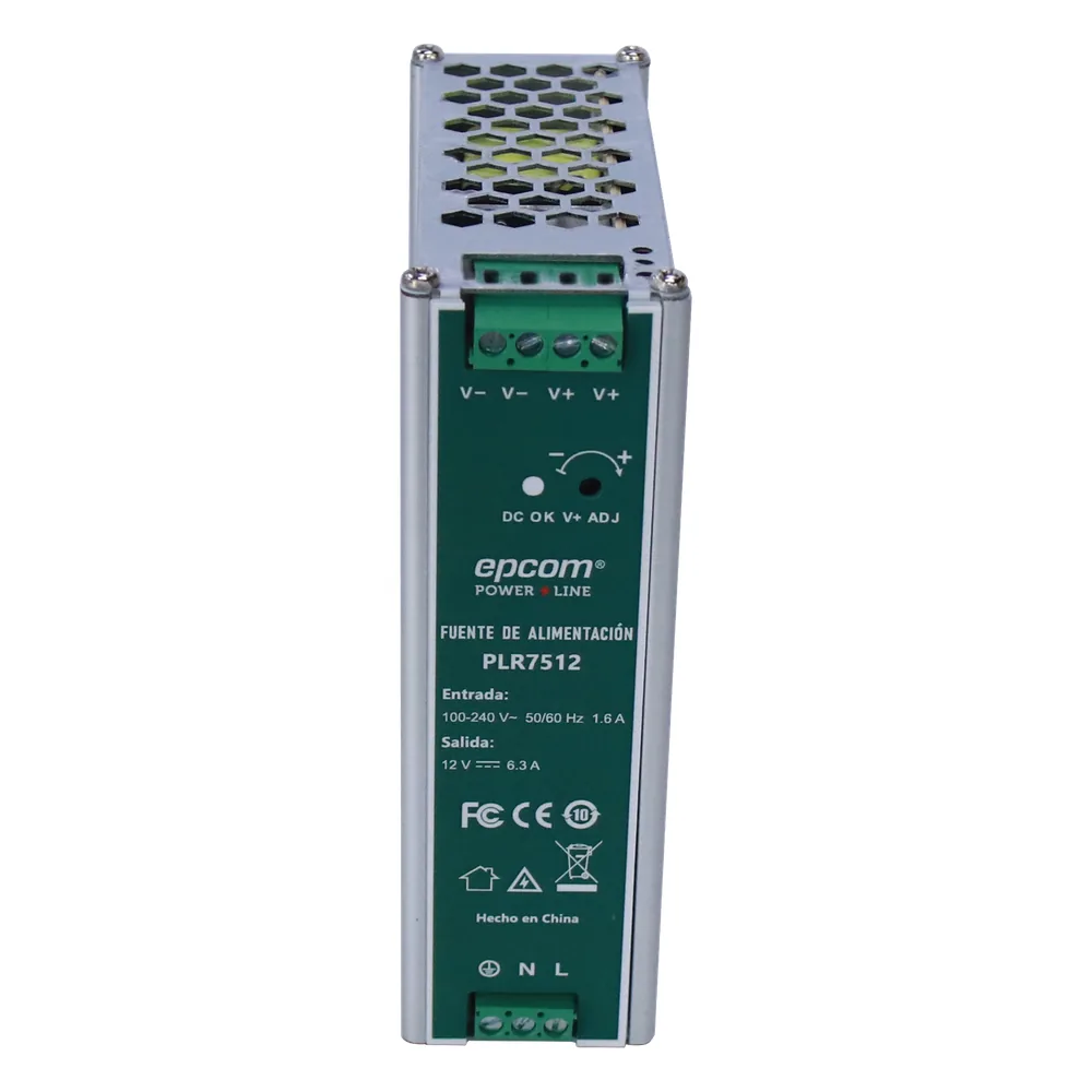 Fuente de alimentación /Entrada: 100-240 Vac /Salida: 12 Vcc / 6.3 A / 75 W / din rail