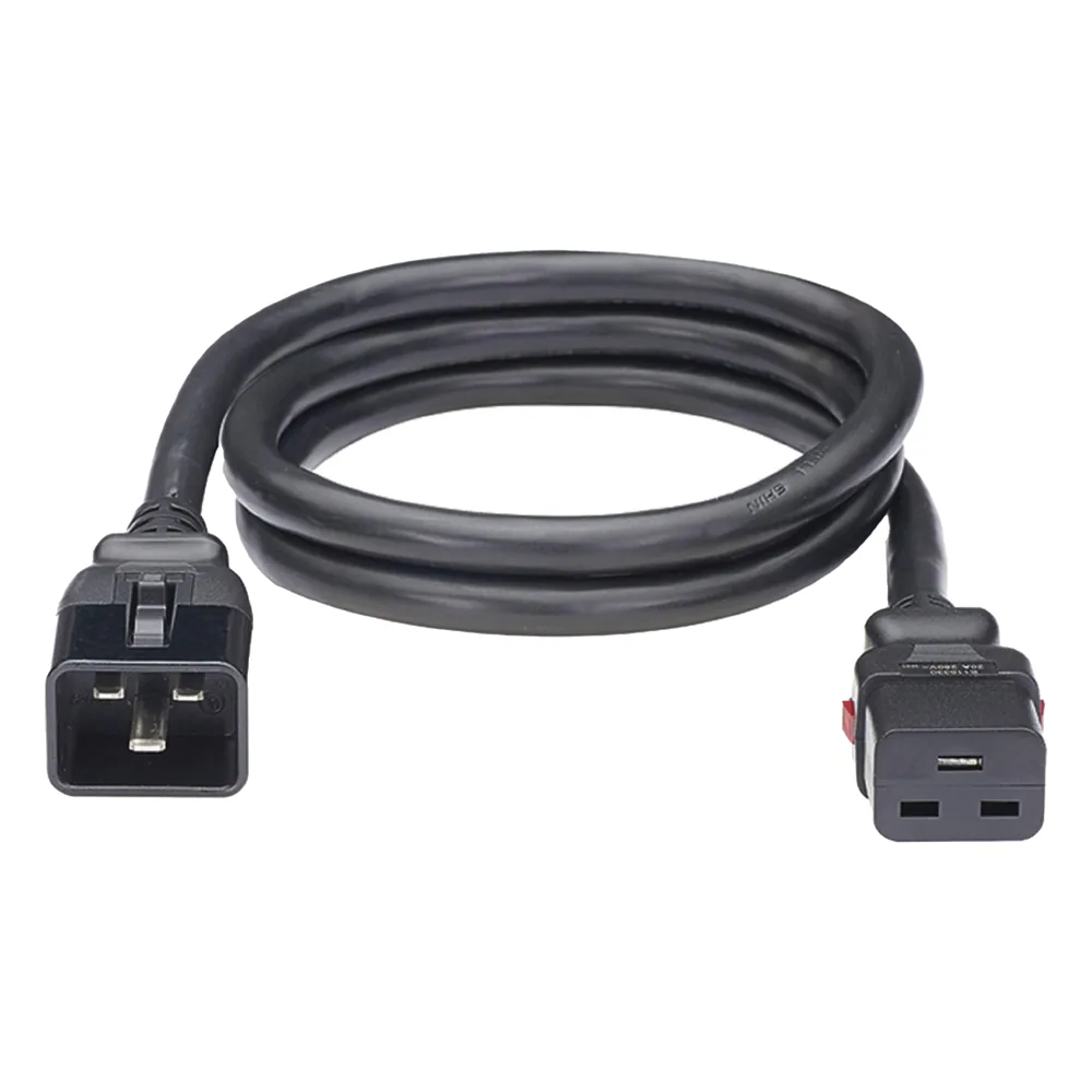 Cable de Alimentación Eléctrica Con Bloqueo de Seguridad, de IEC C20 a IEC C19, 60 cm de Largo, Color Negro, Paquete de 10 Piezas