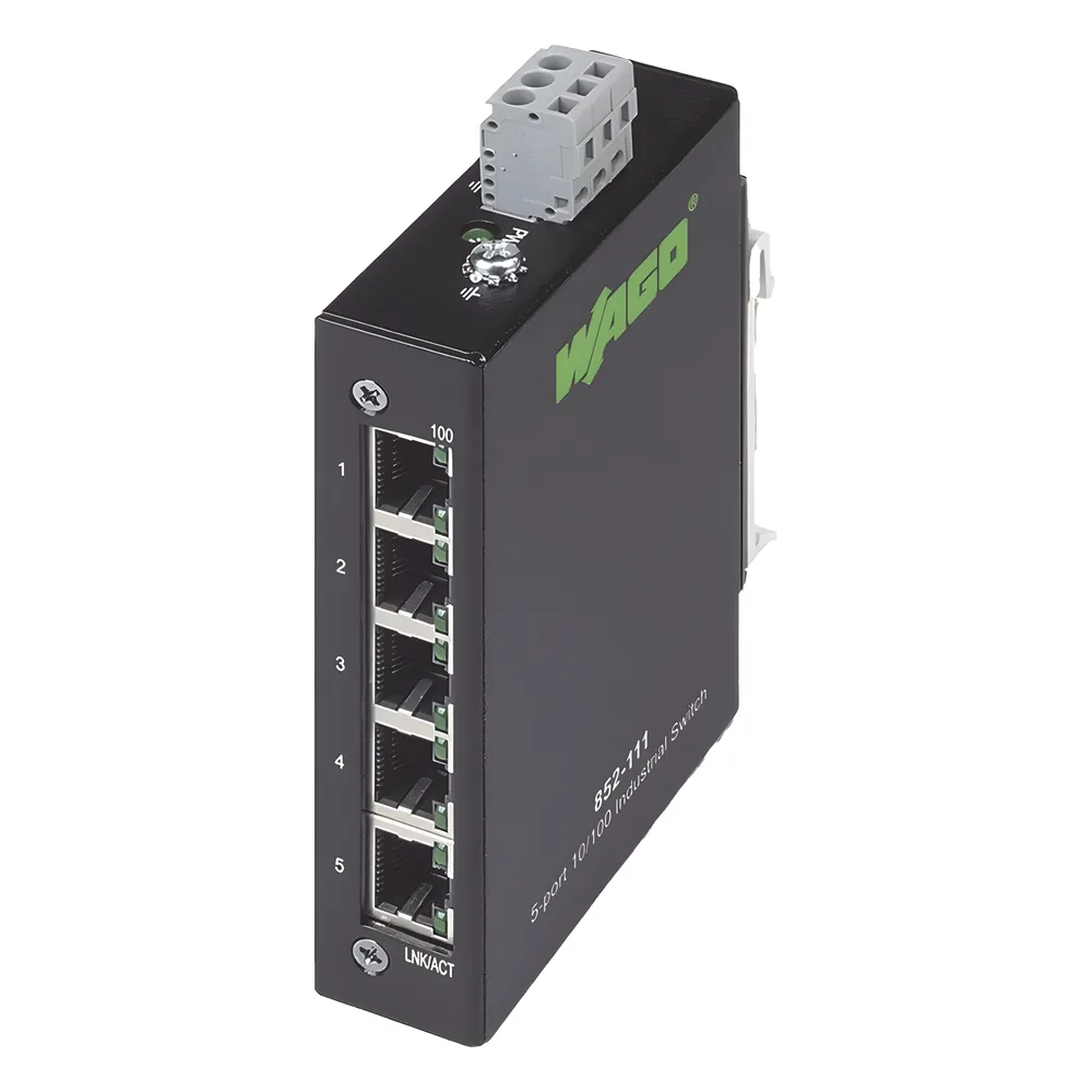 Switch Industrial ECO / 5 Puertos Gigabit 1000Base-T / Autonegotiation 10/100/1000 Mbps / Auto-MDI/MDI-X / Tabla MAC 8000 Direcciones / Montaje Riel DIN / IP30 / -40°C a +70°C