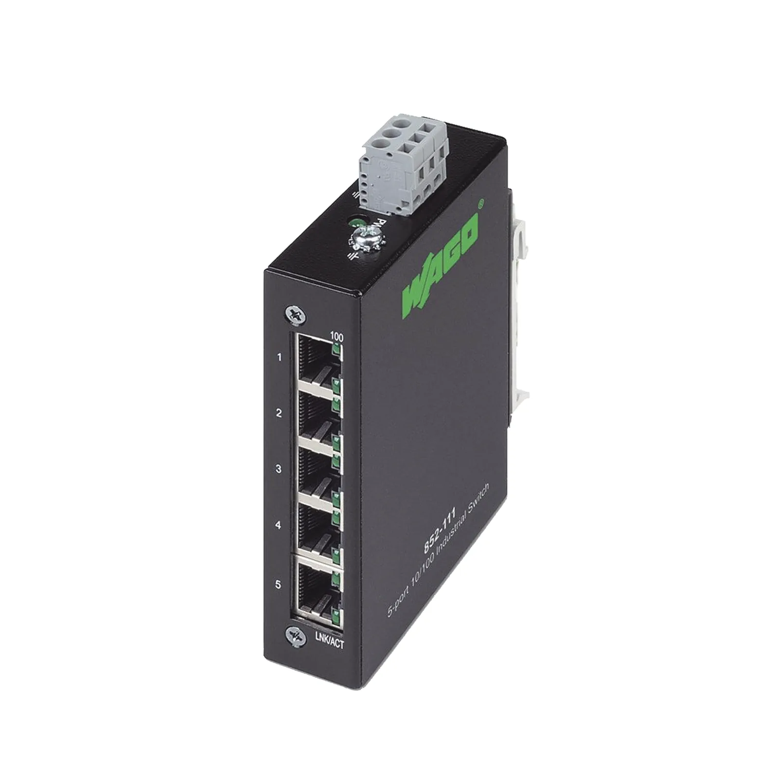 Switch Industrial ECO / 5 Puertos 100Base-TX / 10/100 Mbps Auto-Negotiation / Auto-MDI/MDI-X / Alimentación 18-30 VDC / IP30 / Montaje DIN-35