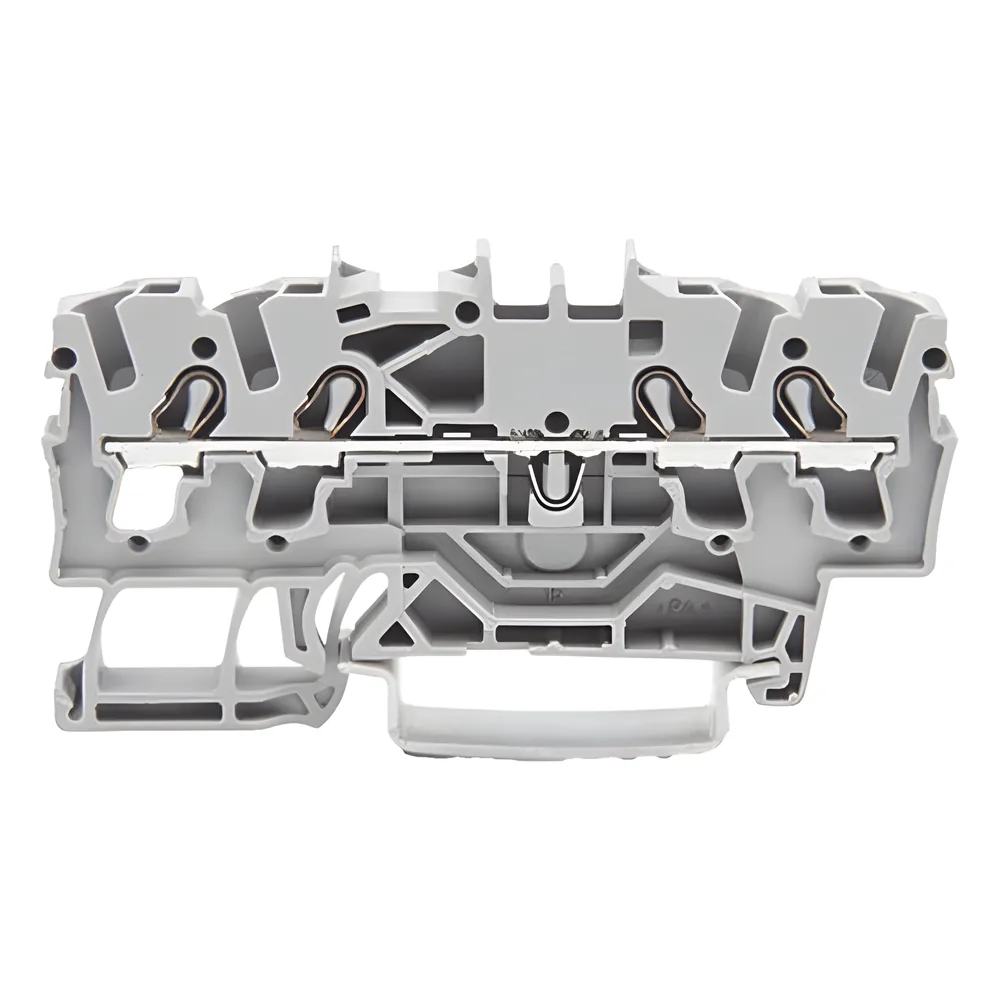 Borna de Paso / 4 Conductores / 2.5 mm² / Push-in CAGE CLAMP® / Aplicaciones Ex e II / Marcaje Lateral y Central / Carril DIN 35 x 15 y 35 x 7.5 / Gris