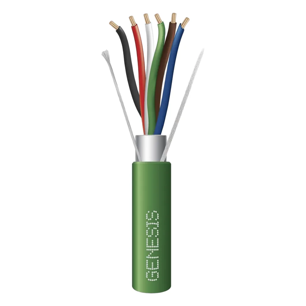 Bobina de 305 m (1000 ft) / Cable para Alarma 6x22 AWG / Blindado / Plenum / Verde