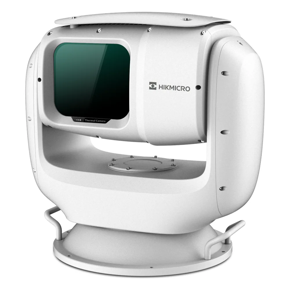 PTZ Punta de Poste IP Dual / Lente Térmico 100 mm (640 X 512) / Lente Óptico 56X Zoom (4 MP) / 800 mts IR Laser / 24 VCA / IP66