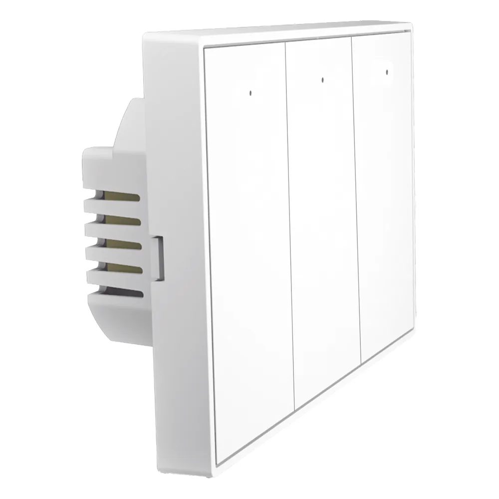Interruptor On/Off panel táctil touch inalámbrico ZigBee Plus 3 botones. Compatible Control Akubela