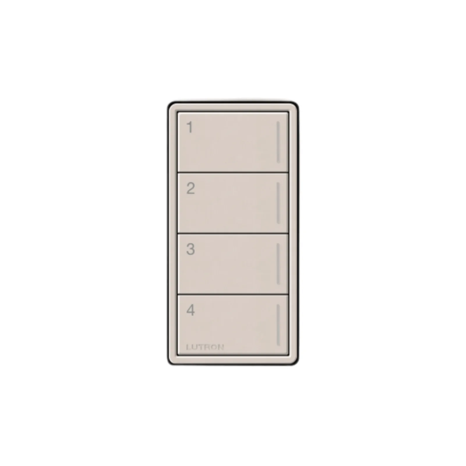 Botonera Sunnata de 4 botones para caja de pared, retroiluminada y grabable, RadioRA 3, color Taupe