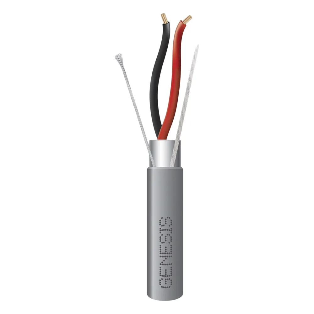 Bobina de 305 m (1000 ft) / Cable para Alarma 2x22 AWG / Blindado / Riser / Gris