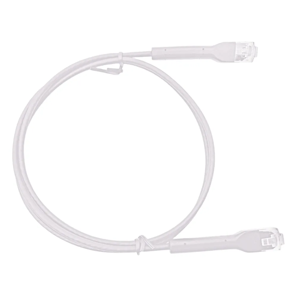 Mini Patch Cord Cat6A Ultra Slim 15 cm Blanco – Ahorra Espacio sin Organizadores, con Bota Flexible