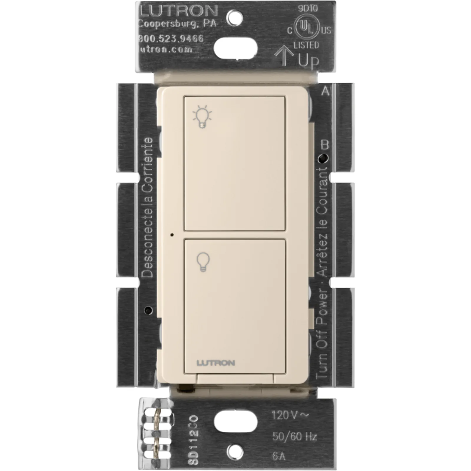 Interruptor inteligente on/off Caseta Wireless, 6A/120V, requiere neutro, control remoto y por voz, almendra claro