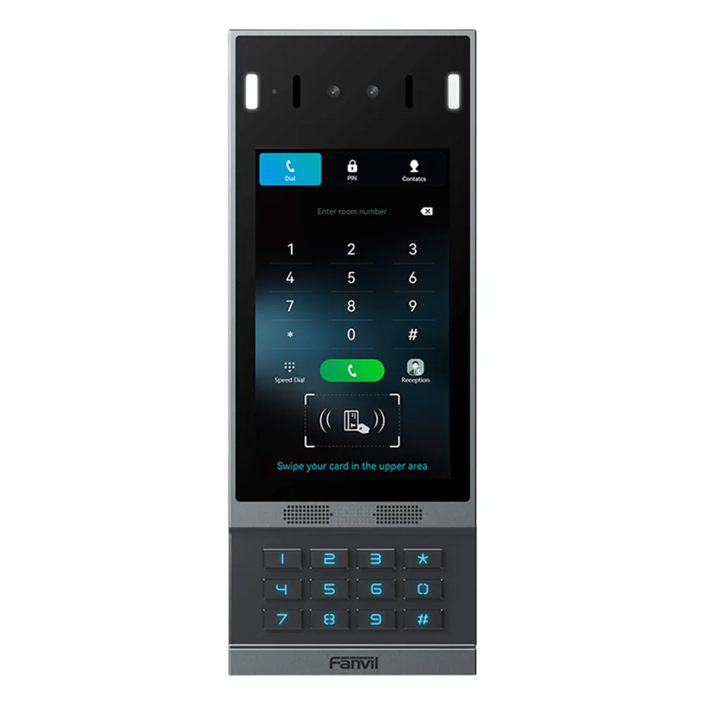 Videoportero SIP con Reconocimiento Facial / Pantalla Táctil IPS 7" / Cámara 2MP / 2 Relevadores / Teclado Retroiluminado / IP66 IK07 / PoE
