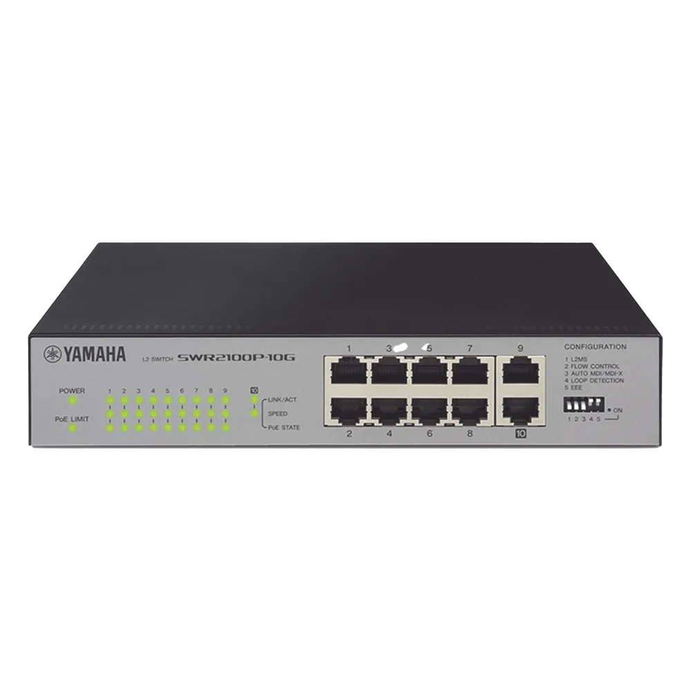 SWITCH DE RED POE 10 PUERTOS OPTIMIZADO P/ REDES DANTE