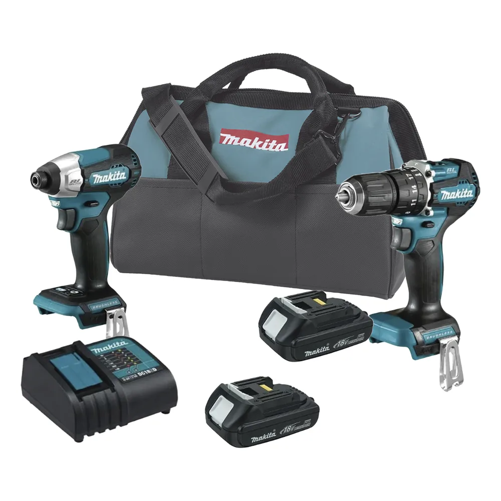 Kit de Rotomartillo Atornillador DHP487Z + Atornillador de Impacto DTD157Z, incluye 2 Baterías BL1815N, 1 Cargador DC18SD y Maleta de lona.