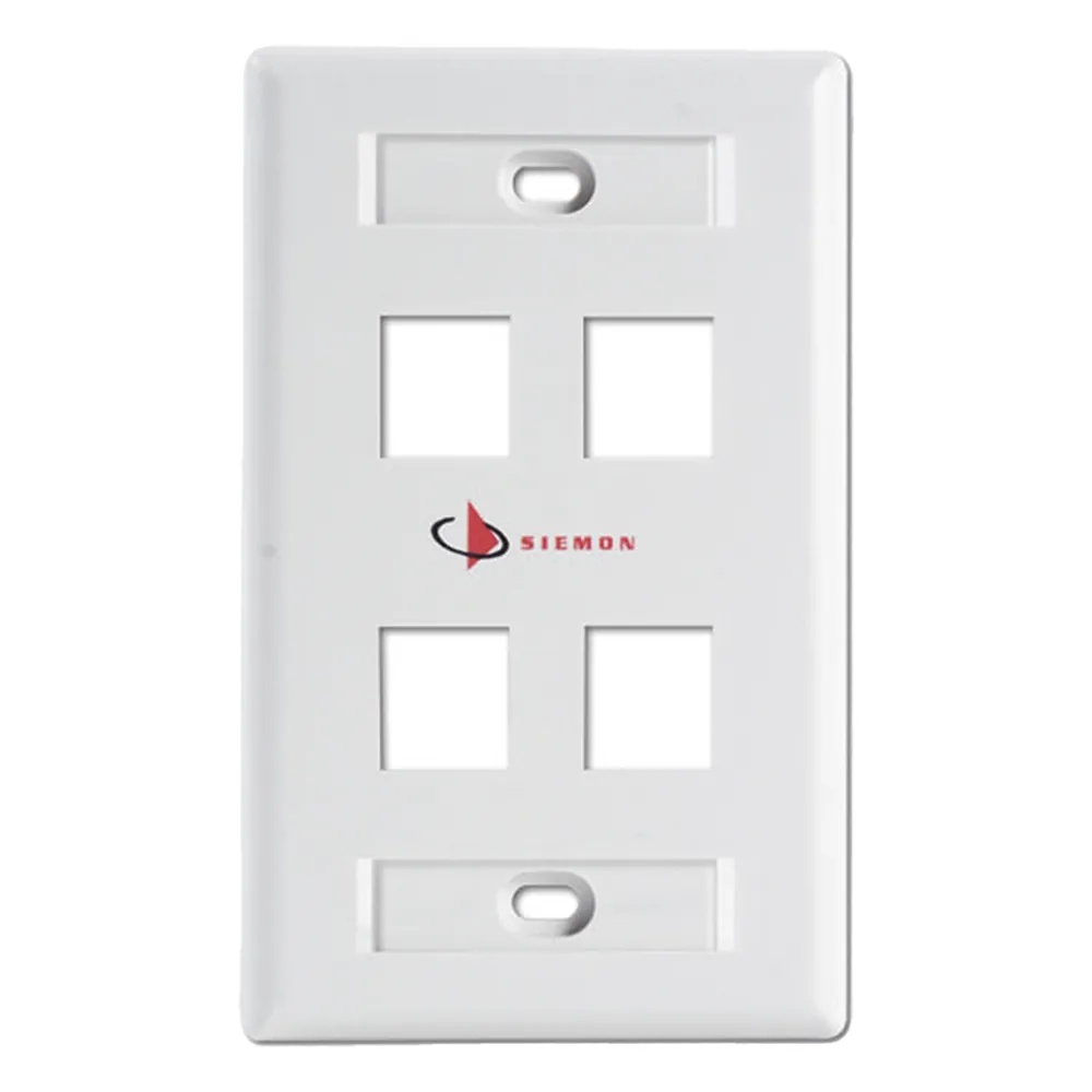 Placa de Pared Keystone de 4 Salidas, Color Blanco, para Jacks Keystone Z-MAX y MAX