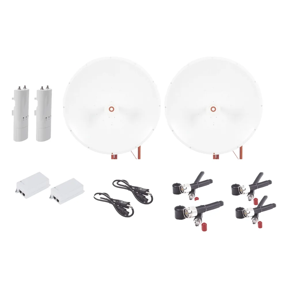 Kit completo de radio C5C con Antena TXP4865D34DP de 34 dBi, Frecuencia (4.9-6.5 GHz), para hasta 65 km, PoE, cable de alimentación y Jumpers Incluidos