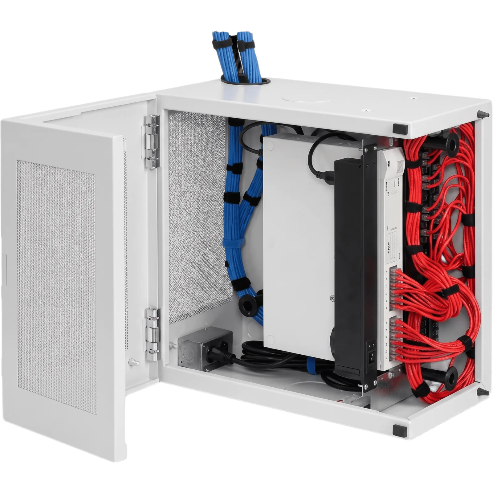 Gabinete de Pared L-Box 6U / Acero 1.9 mm / 610 x 610 x 313 mm (24x24x12 in) / Puerta L 120° / RAL 7035 / Rack 19"