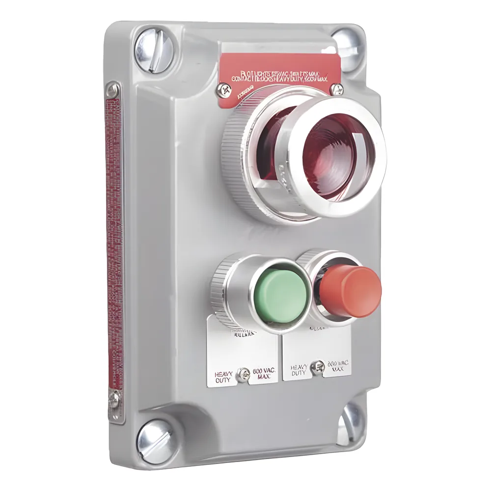 Cubierta para Estación de Control con 2 Botones Pulsadores Rojo-Verde y Luz Piloto Roja / Uso en Áreas Clasificadas