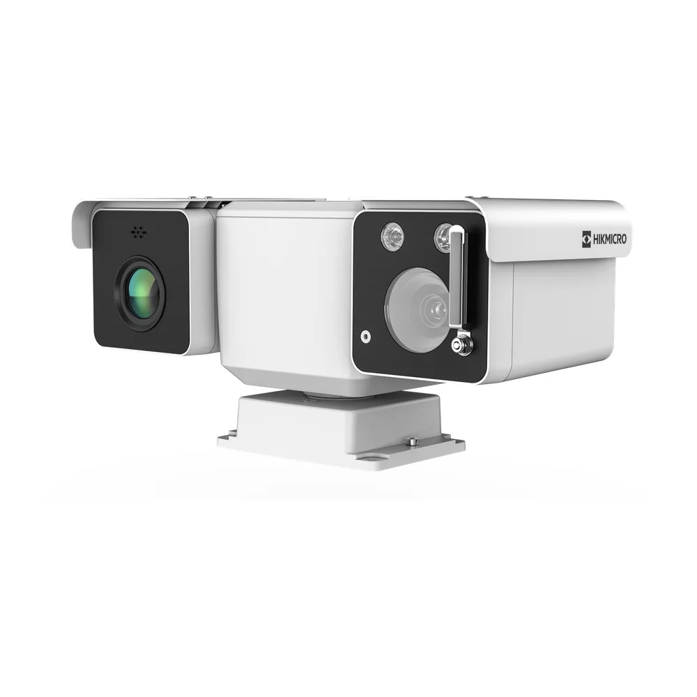 Mini Punta de Poste IP Bi Espectro/ Térmica: 256 × 192 (15 mm, NETD ≤35 mK) + Óptico 32X (4 Megapixel)/ 800 mts IR / IP67 IK10 / Detección de Temperatura / microSD/Detección de Humo y Fuego