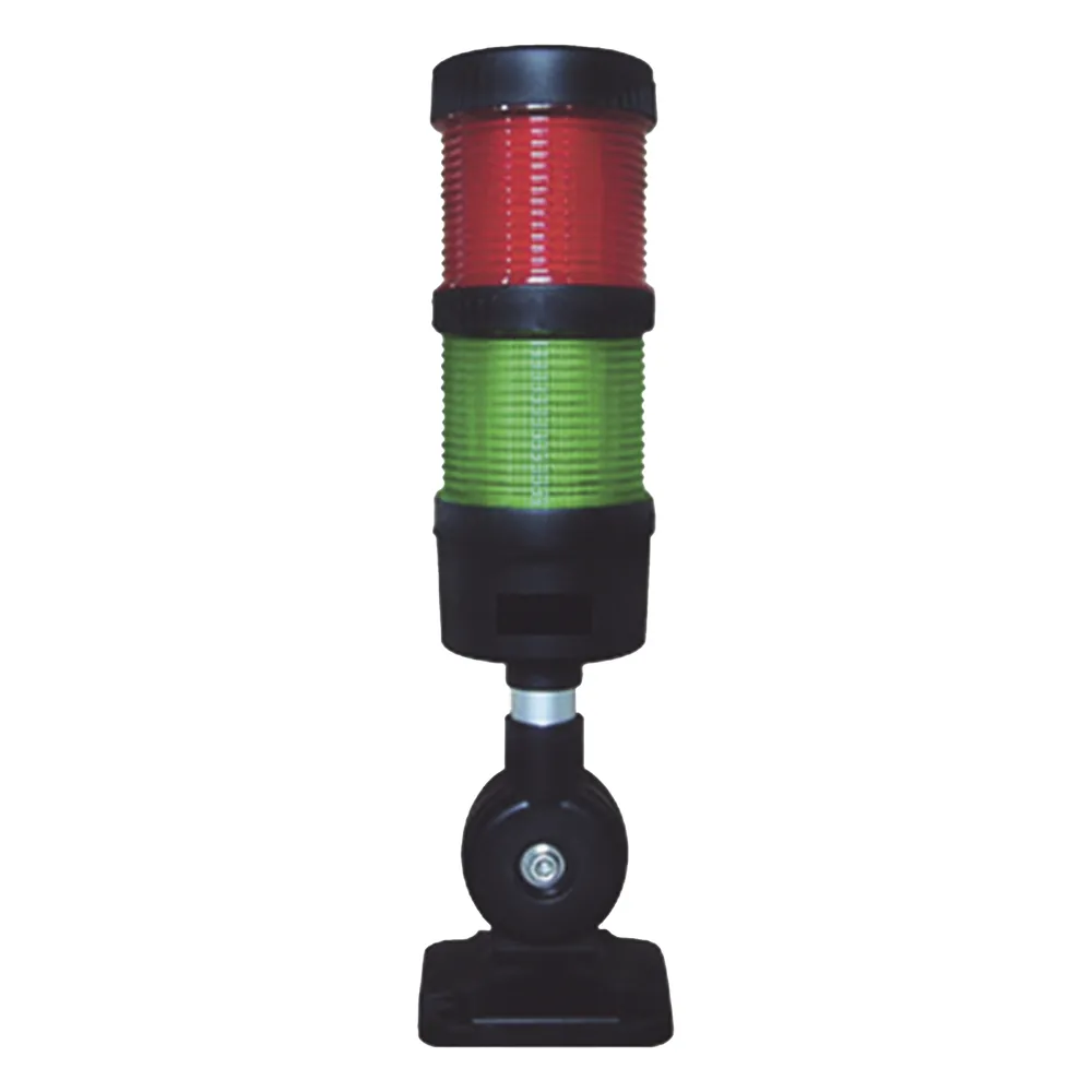 Torre LED Indicadora de estado de 2 niveles color Rojo y Verde, con Buzzer integrado a 85 dB, a 24 VCD con Montaje incluido de 60 mm de diámetro