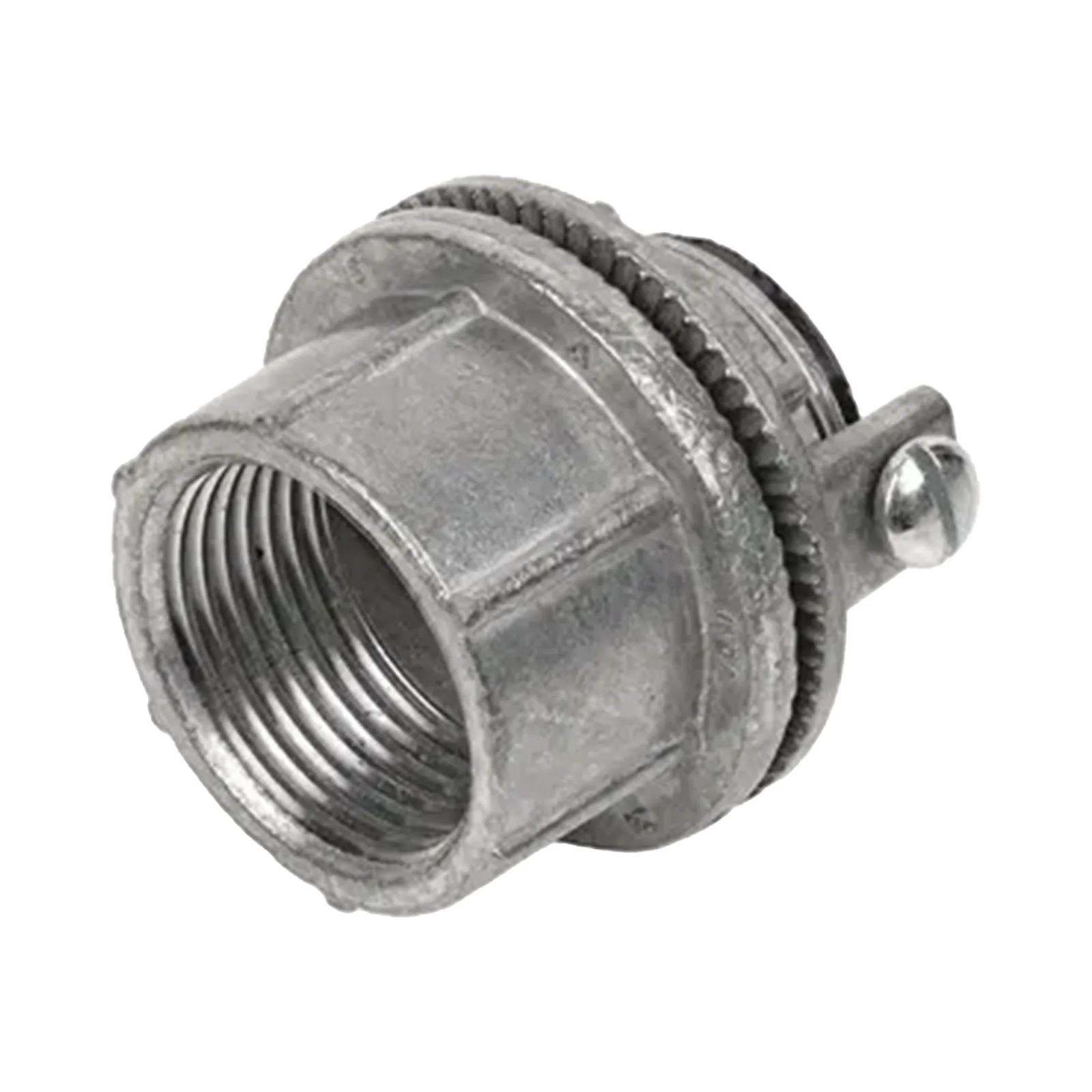 Conector Myers de Zinc 2" con Tornillo para Puesta a Tierra.