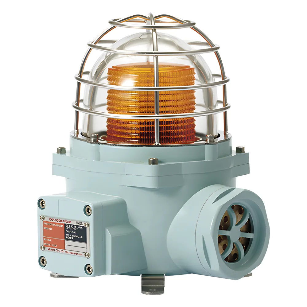 Señal Luminosa Giratoria Antiexplosión con Sirena / LED / Bombilla / Xenón / Ex db IIC T6 Gb / IP66 / Zonas 1 y 2 / Aluminio y Acero Inoxidable / 105 dB