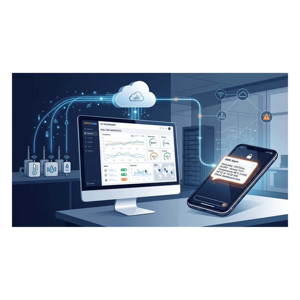 Paquete de 100 Créditos SMS para Datacake / Alertas / IoT LoRaWAN / 160 Caracteres por Mensaje / Prueba de Concepto