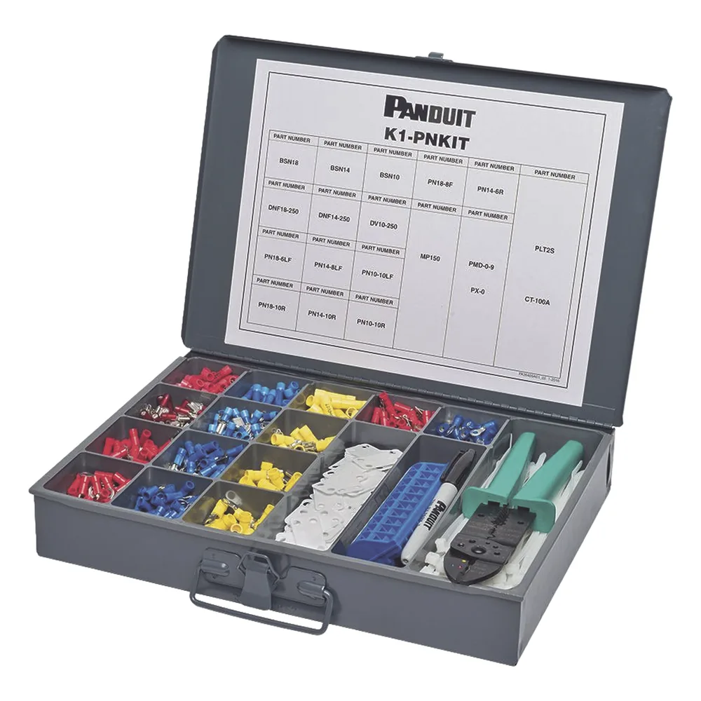 Kit de Terminales Pan-Term™ de Mantenimiento, Nylon, 14-22 AWG, con Herramienta de Ponchado CT-260 y Caja de Acero