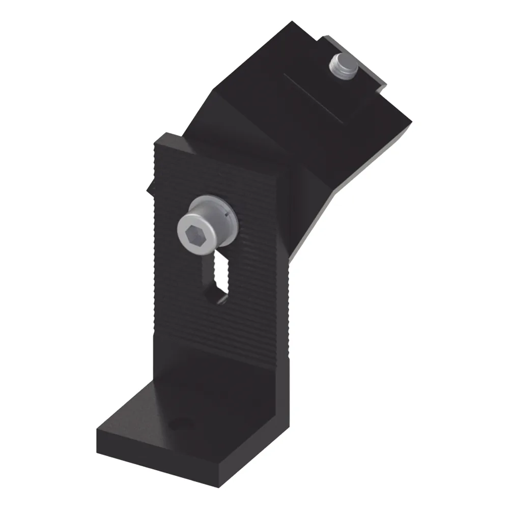Soporte L para fijación de riel 5 Y 8 en techo de concreto anodizado negro