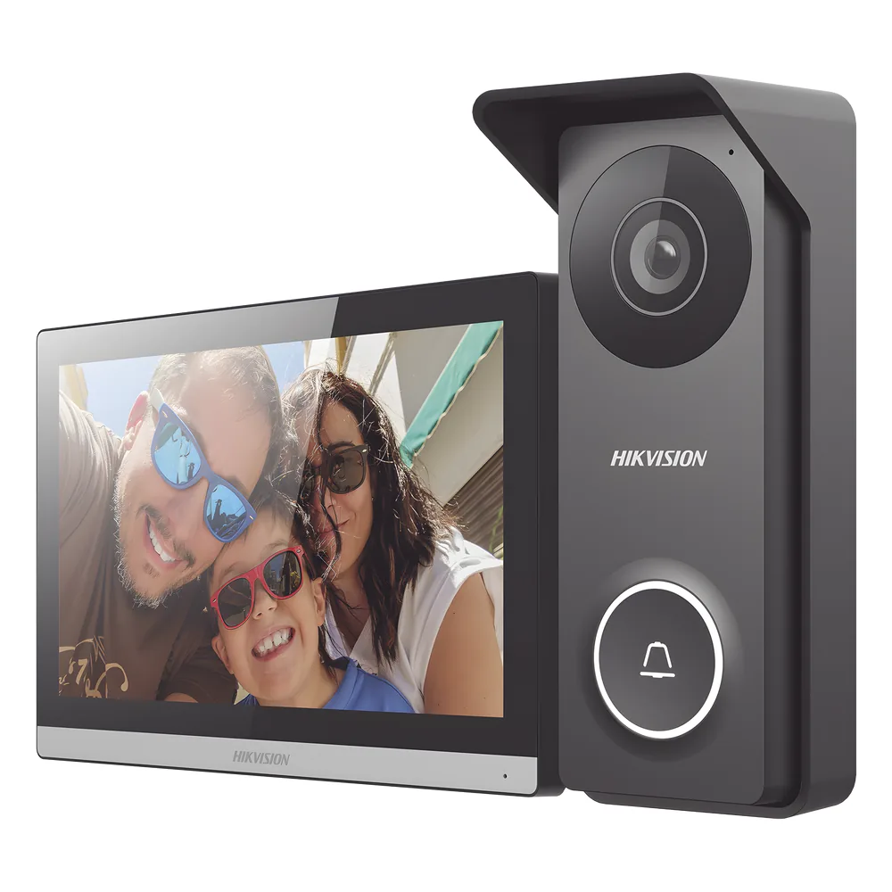 Kit de Videoportero Hibrido TurboHD con Pantalla LCD touch de 7" Wi-Fi / Frente de Calle para Exterior Metalico / 720p (1 Megapíxel )117° de Visión (Gran Angular) / Llamada a App Hik-Connect