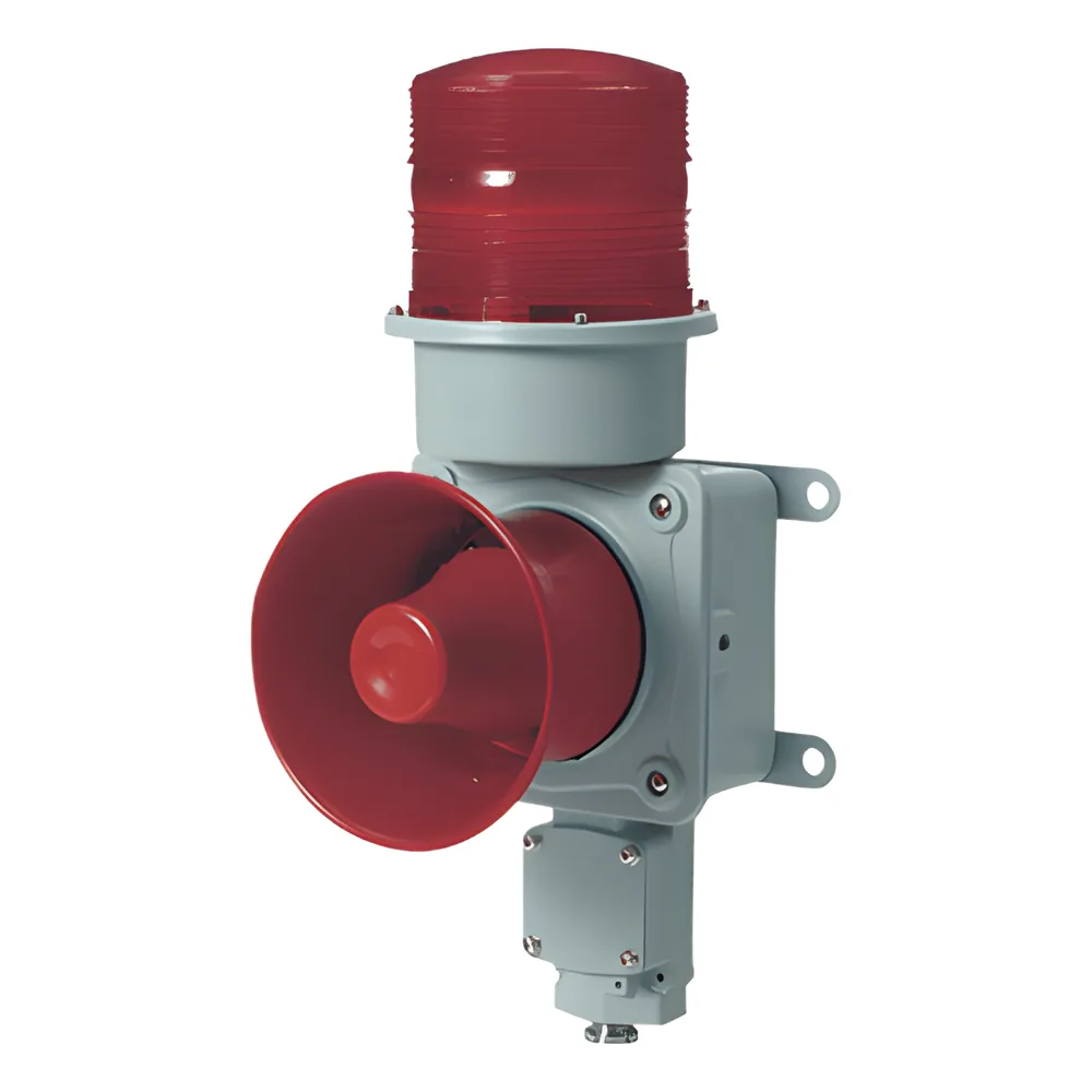 Combinación de baliza LED color roja con sirena electrónica para aplicaciones de la industria pesada máx.114 dB a 220 VCA