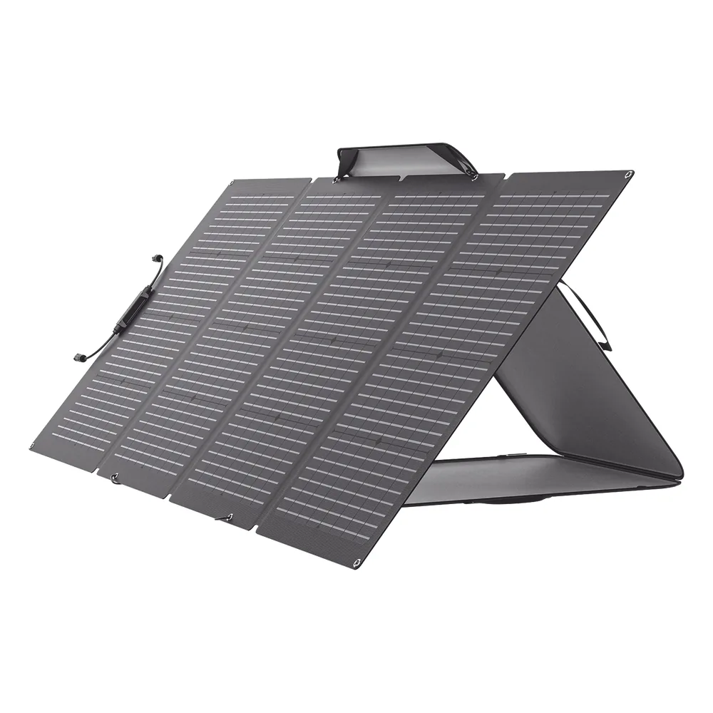 Módulo Solar Bifacial, Portátil y Flexible de 220W Recomendado para Estaciones Portátiles EFD330, EFD350 ó EFD500 / Ajuste de Ángulo / Carga Eficiente / Incluye Cable XT60 a MC4