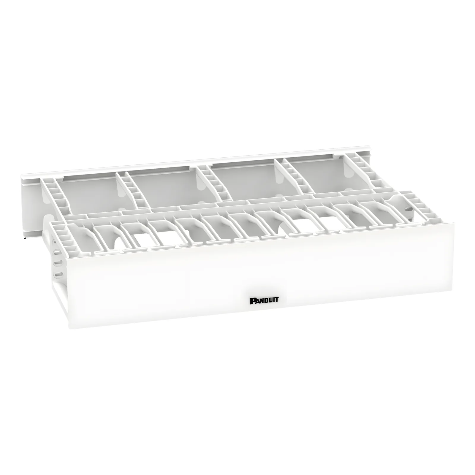 Organizador de Cables Horizontal NetManager de Alta Densidad, Doble (Frontal y Posterior), Para Rack de 19in, 2UR, Color Blanco
