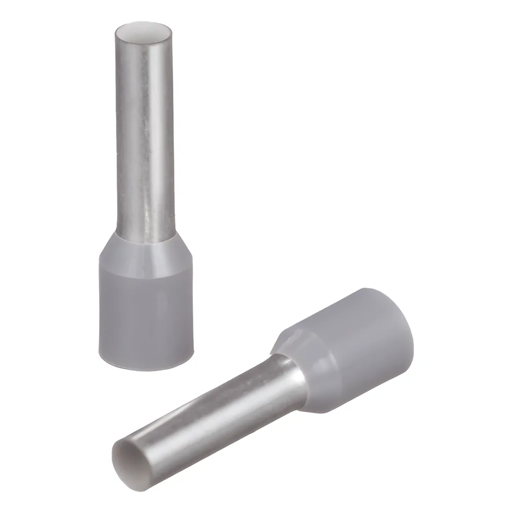 Ferrule Aislado para cabldes 12 AWG, Pin de 12mm de Longitud, Mango Color Gris, Paquete 100Pz