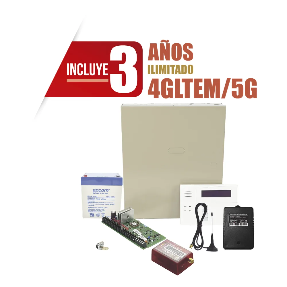Kit de panel de alarma con 8 zonas cableadas, 40 zonas inalámbricas, comunicador celular 4G LTE-M/5G y 3 años de servicio de datos incluido