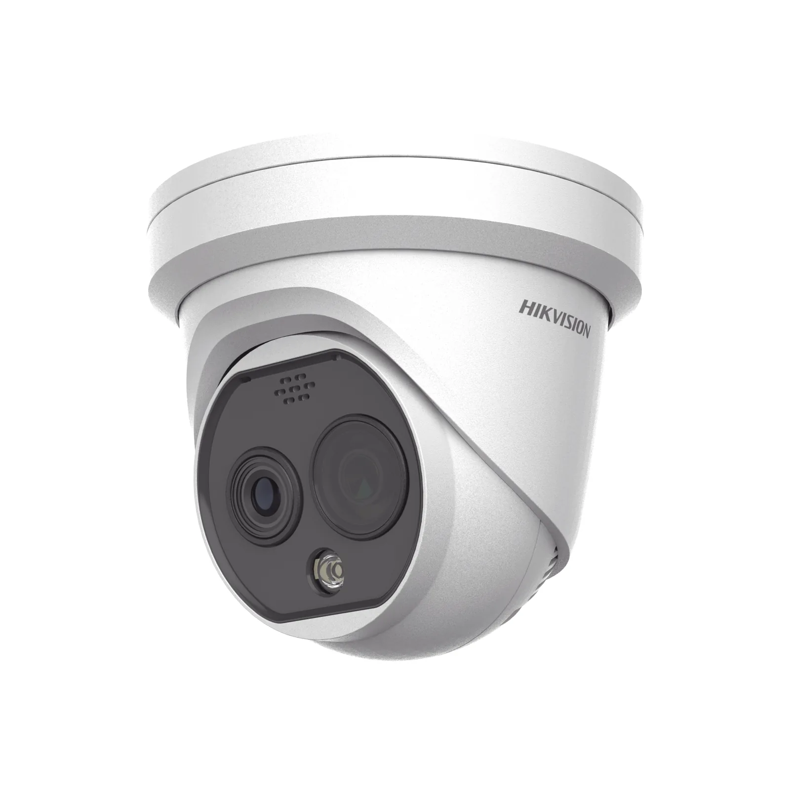 Turret IP Dual / Térmica 2.1 mm (256 x 192) / Óptico 2.2 mm (4 Megapixel) / Termométrica / Detección de Temperatura / PoE /Exterior IP66 / Sirena y Luz Intermitente Integrada / MicroSD