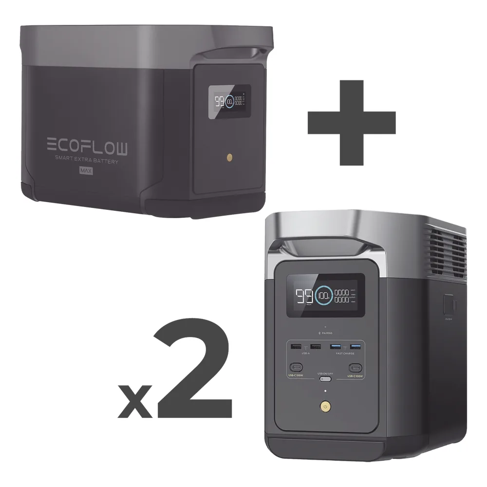 Kit de Estación de Energía Portátil 2048Wh + 2 Baterías Externas 2048Wh (6144Wh Totales)